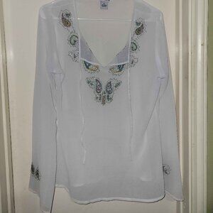 Cotton Express Embellished Sheer Tunic in XL